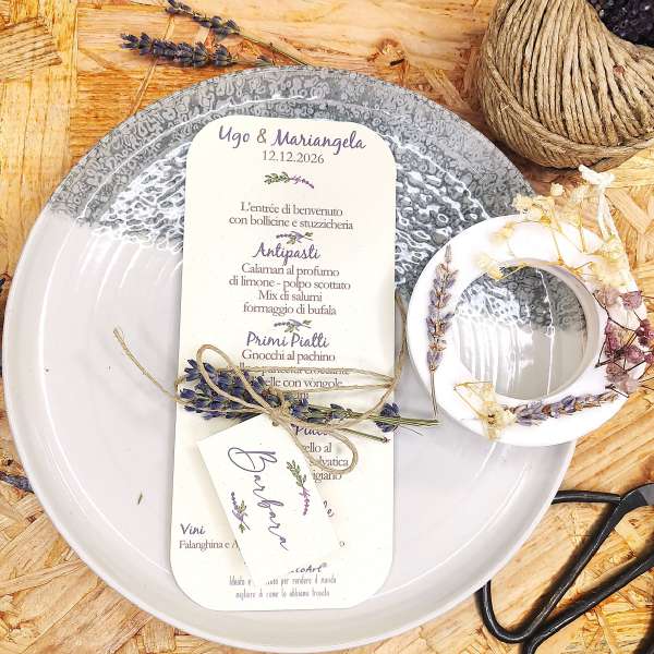 menù matrimonio tema lavanda